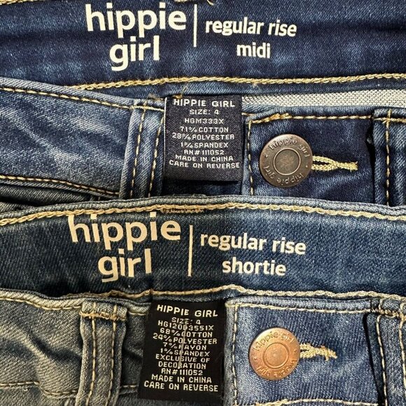 Hippie Girl Size 4 Snap Button Stretch Adjustable Waist Jean Shorts 2-Pairs ~NWT - Picture 4 of 7